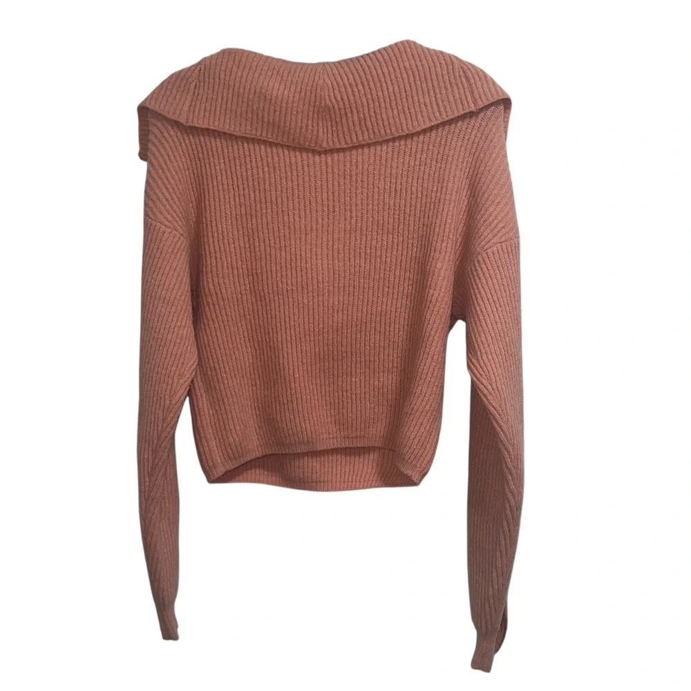NEW NWT For Love & Lemons Ryan Half Zip Cropped Sweater In Rose Pink